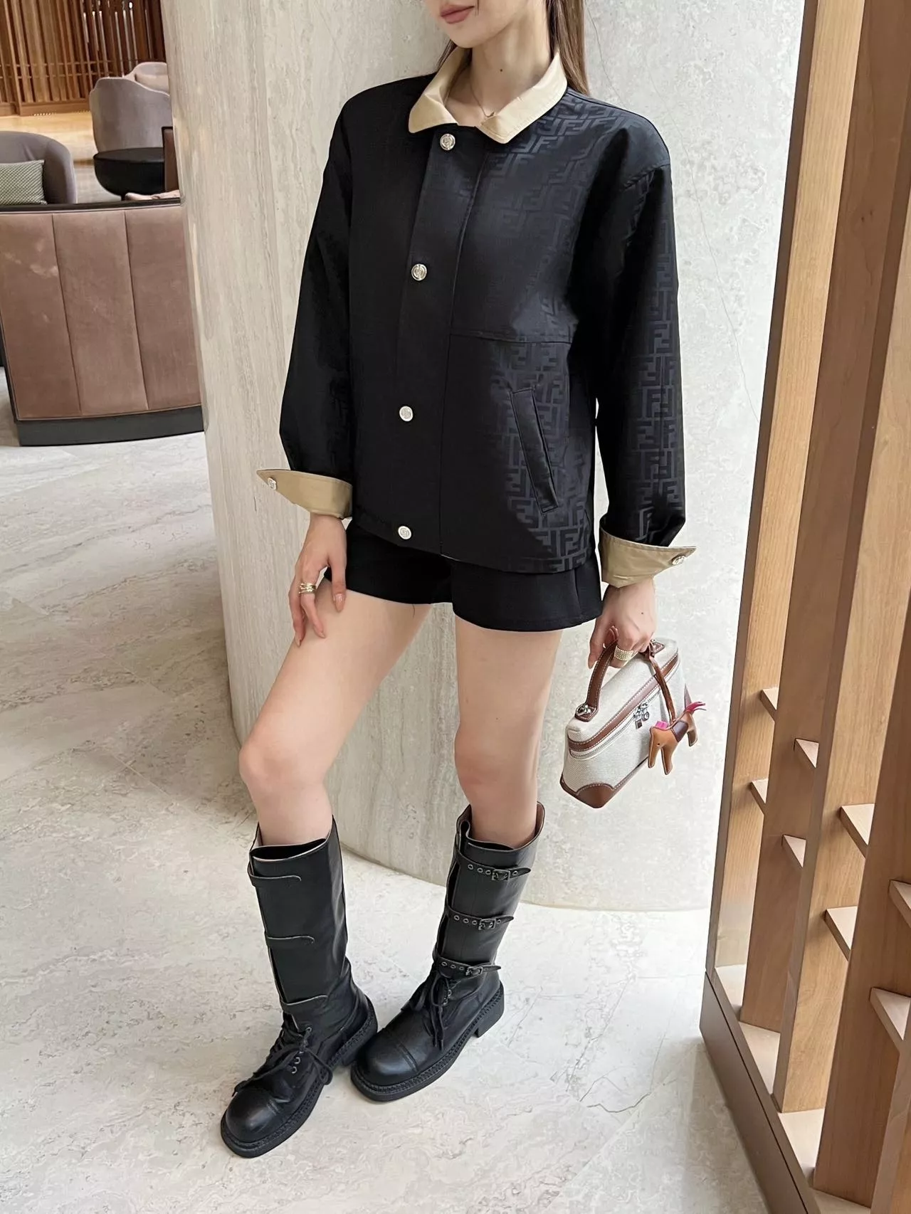펜디 양면 면 소재 여성용 버튼 재킷 상세 이미지 35