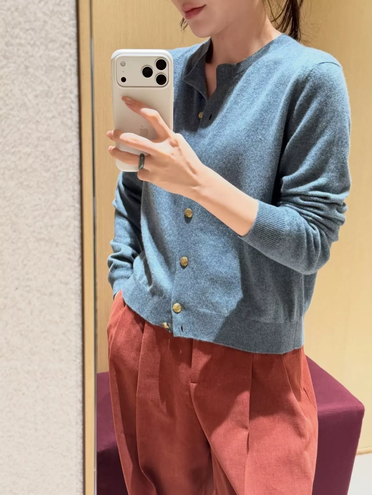 로로피아나 자카드 버튼 여성용 긴소매 가디건 상세 이미지 19