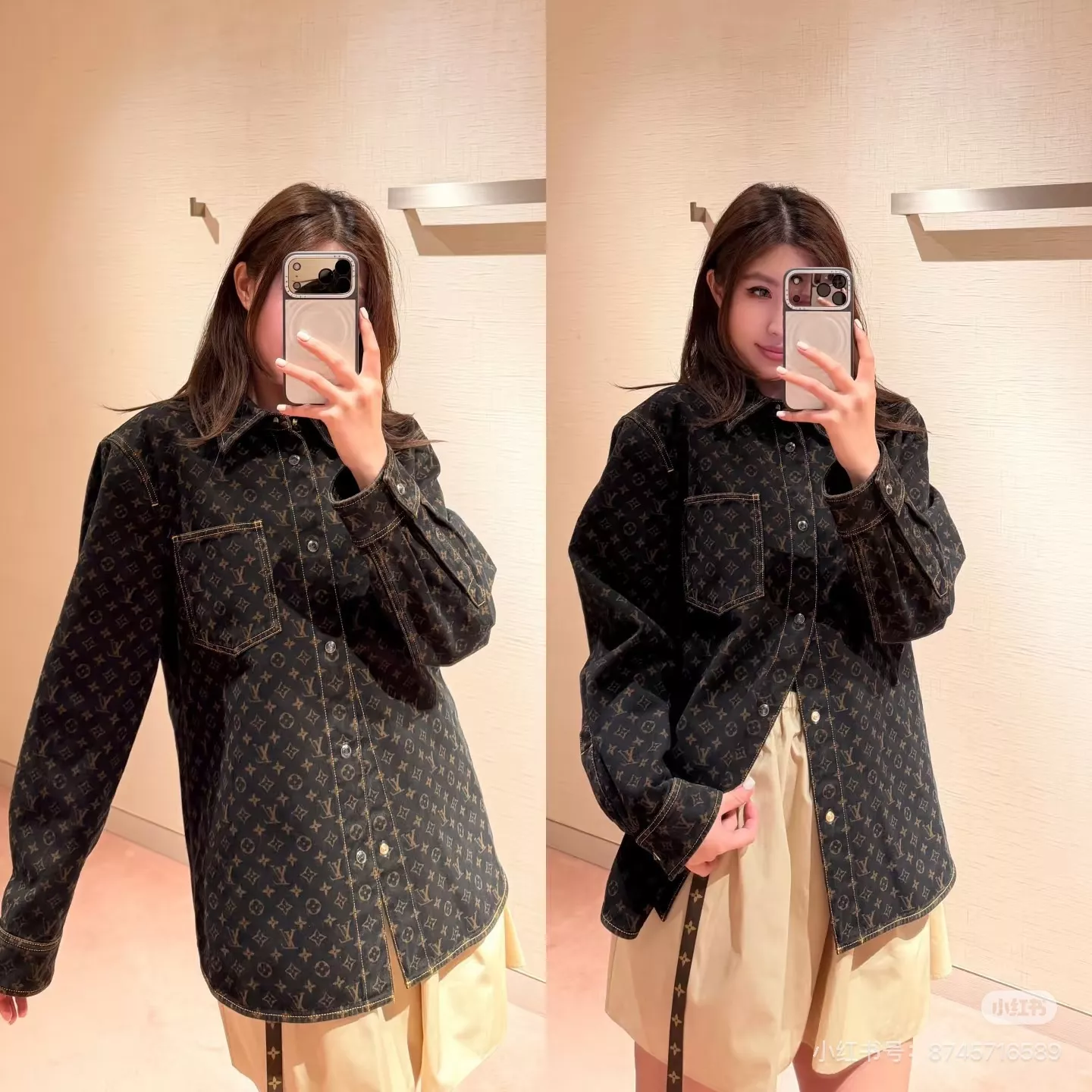 루이비통 자카드 포켓 여성용 긴소매 데님 셔츠 상세 이미지 19