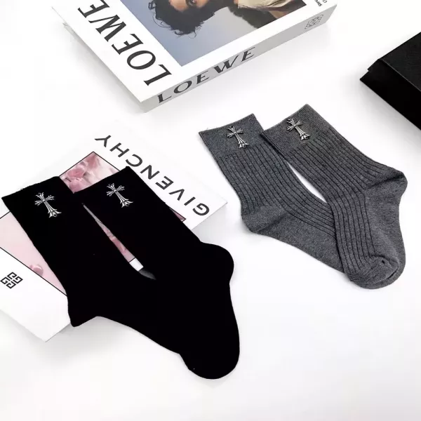 크롬하츠 순면 십자가 로고 남녀공용 장목 양말