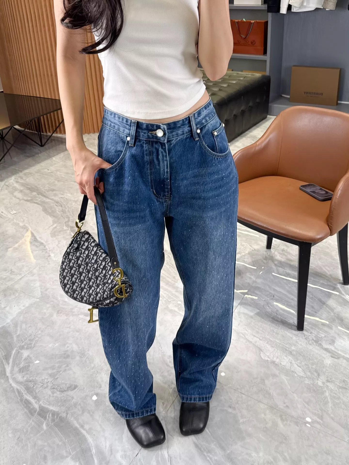 루이비통 워싱 큐빅 데님 남녀공용 상하의 세트 상세 이미지 75