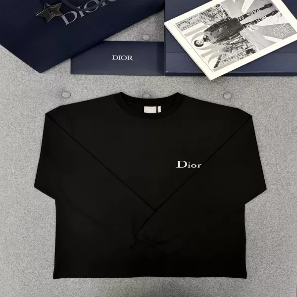 디올 워싱 면 루즈핏 남녀공용 긴소매 티셔츠