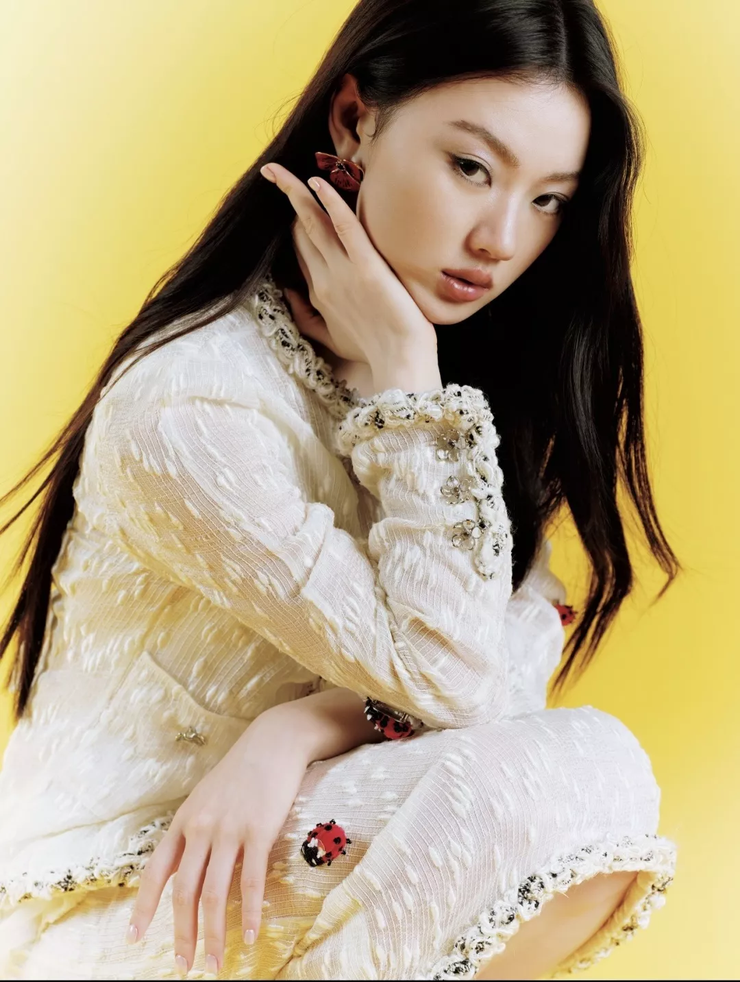 샤넬 입체 무당벌레 장식 여성용 버튼 재킷 상세 이미지 19