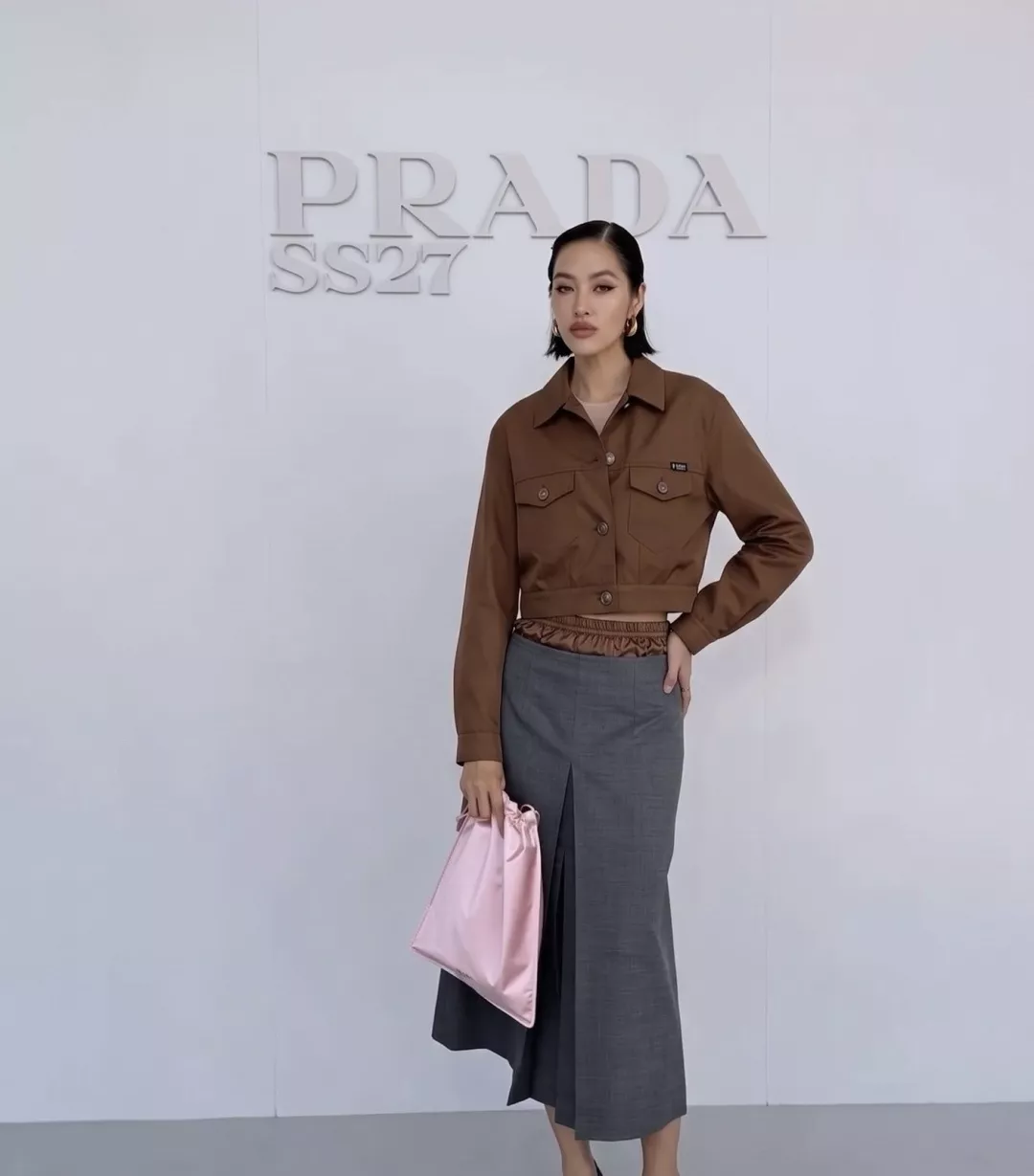 프라다 크롭 기장 포켓 여성용 버튼 재킷 상세 이미지 10
