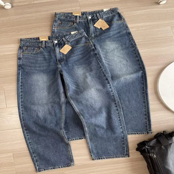 리바이스 워싱 와이드핏 남녀공용 데님 팬츠