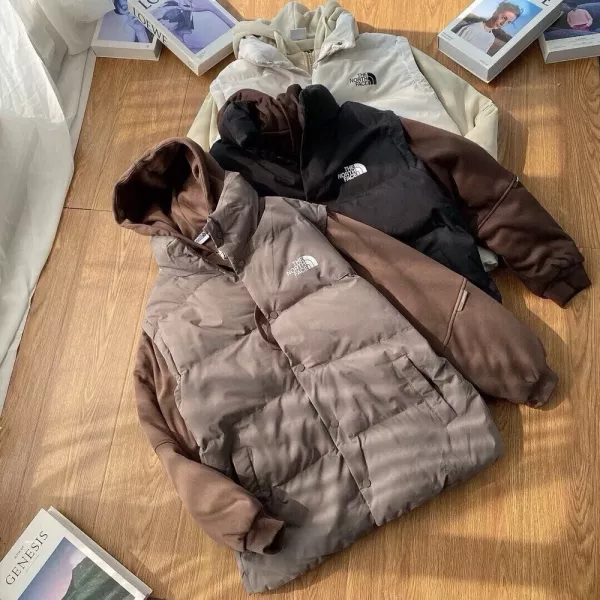 노스페이스 후드 레이어드 남녀공용 쇼트 패딩