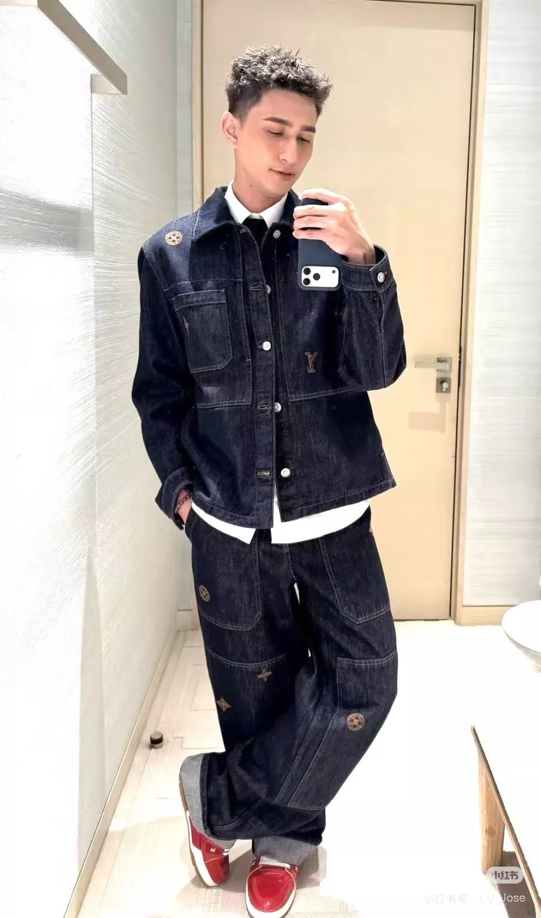 루이비통 스티치 데님 남녀공용 상하의 세트 상세 이미지 27
