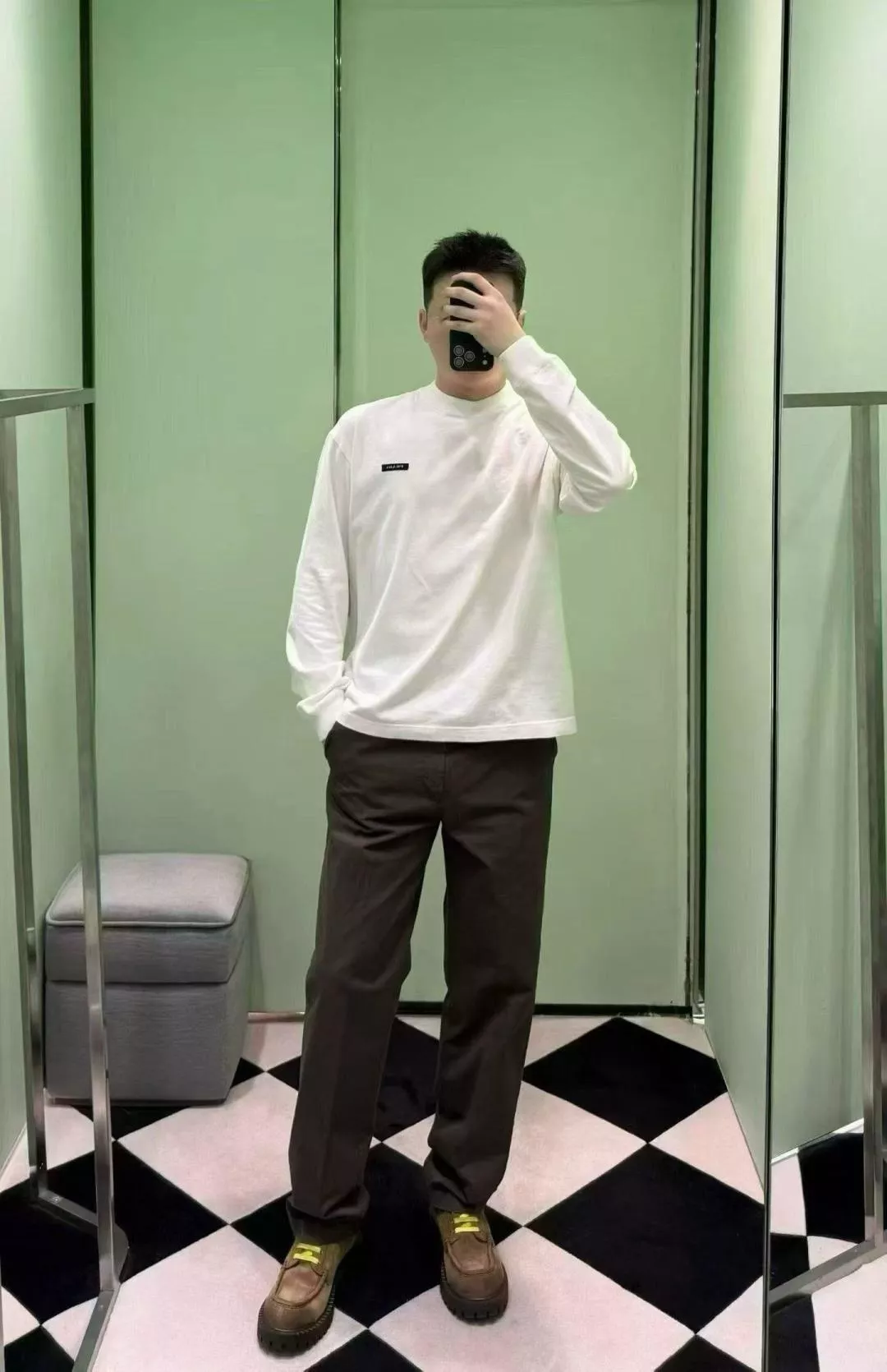 프라다 코마 면 라벨 남녀공용 긴소매 티셔츠 상세 이미지 24