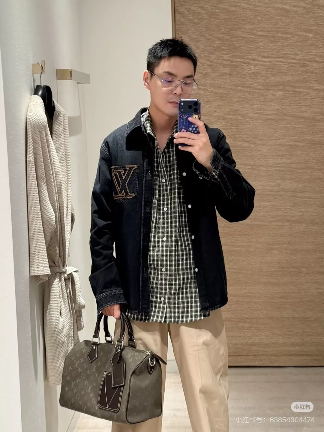 루이비통 면 데님 자수 남녀공용 상하의 세트 상세 이미지 24