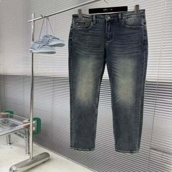 돌체앤가바나 워싱 밑단 프린트 남녀공용 데님 팬츠