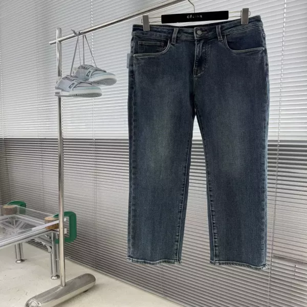로로피아나 일자핏 패치 장식 남녀공용 데님 팬츠