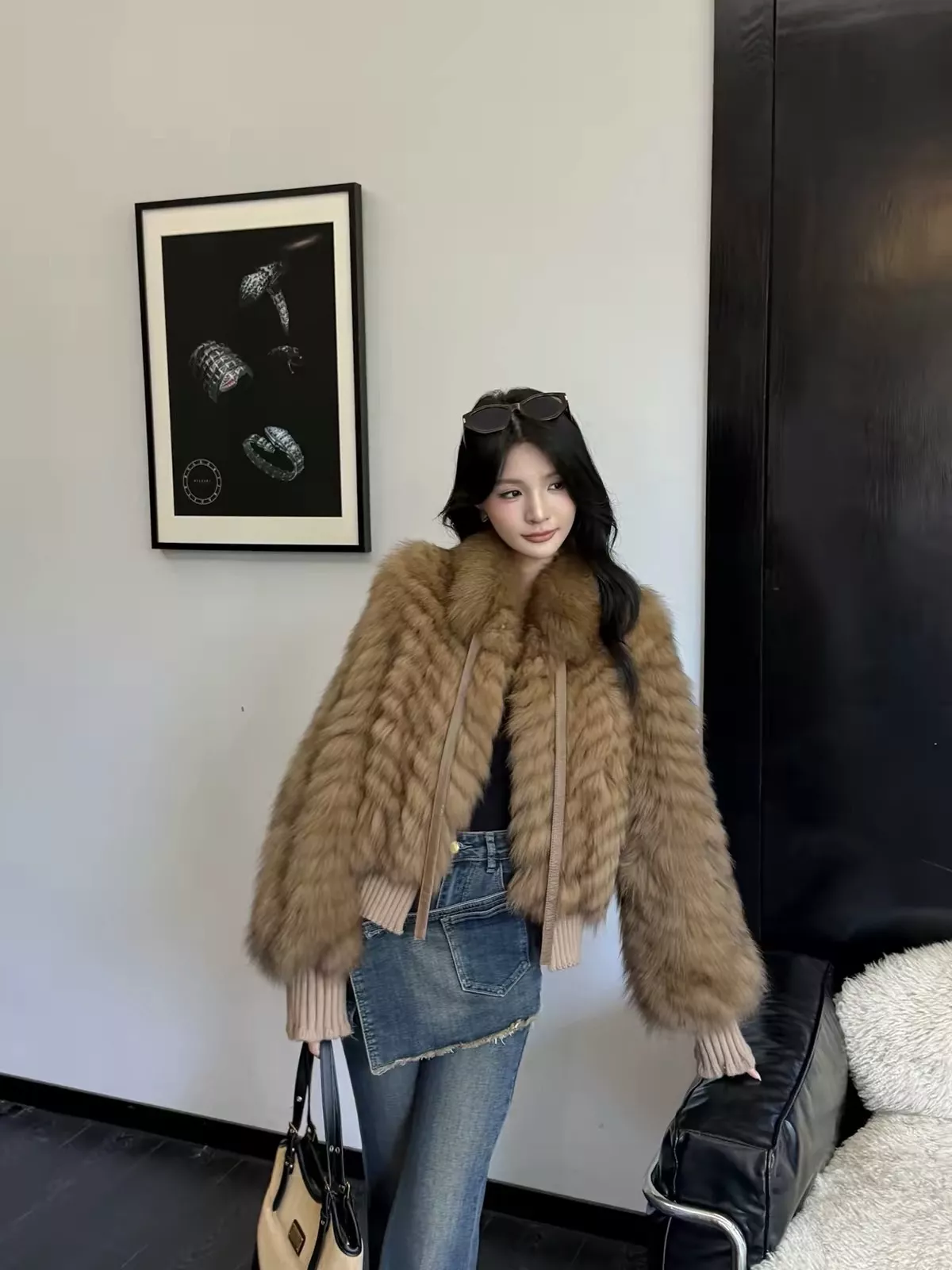 펜디 폭스 퍼 니트 마감 여성용 모피 재킷 상세 이미지 12