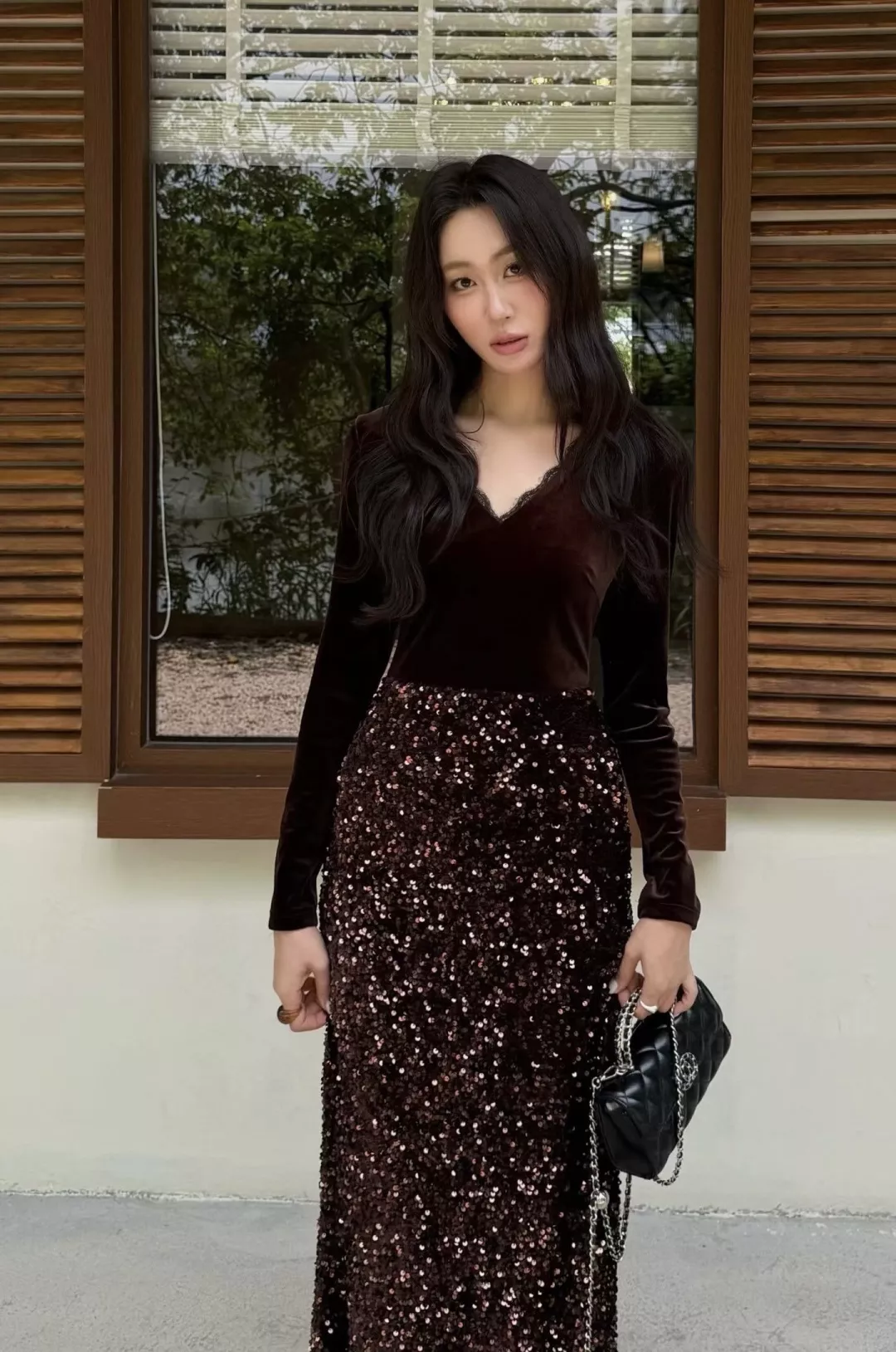 입생로랑 벨벳 스팽글 머메이드 여성용 원피스 상세 이미지 26