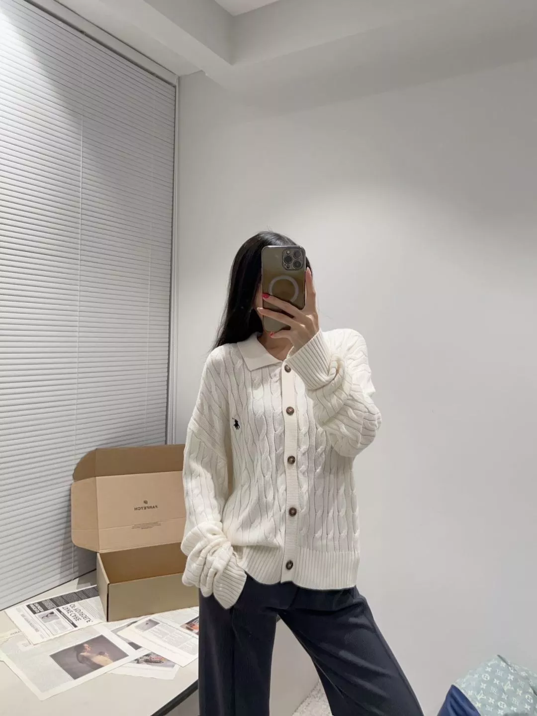랄프로렌 케이블 폴로 칼라 여성용 긴소매 가디건 상세 이미지 37