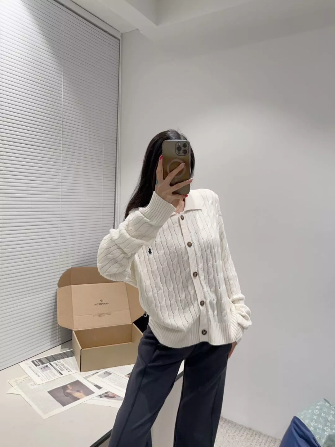 랄프로렌 케이블 폴로 칼라 여성용 긴소매 가디건 상세 이미지 40