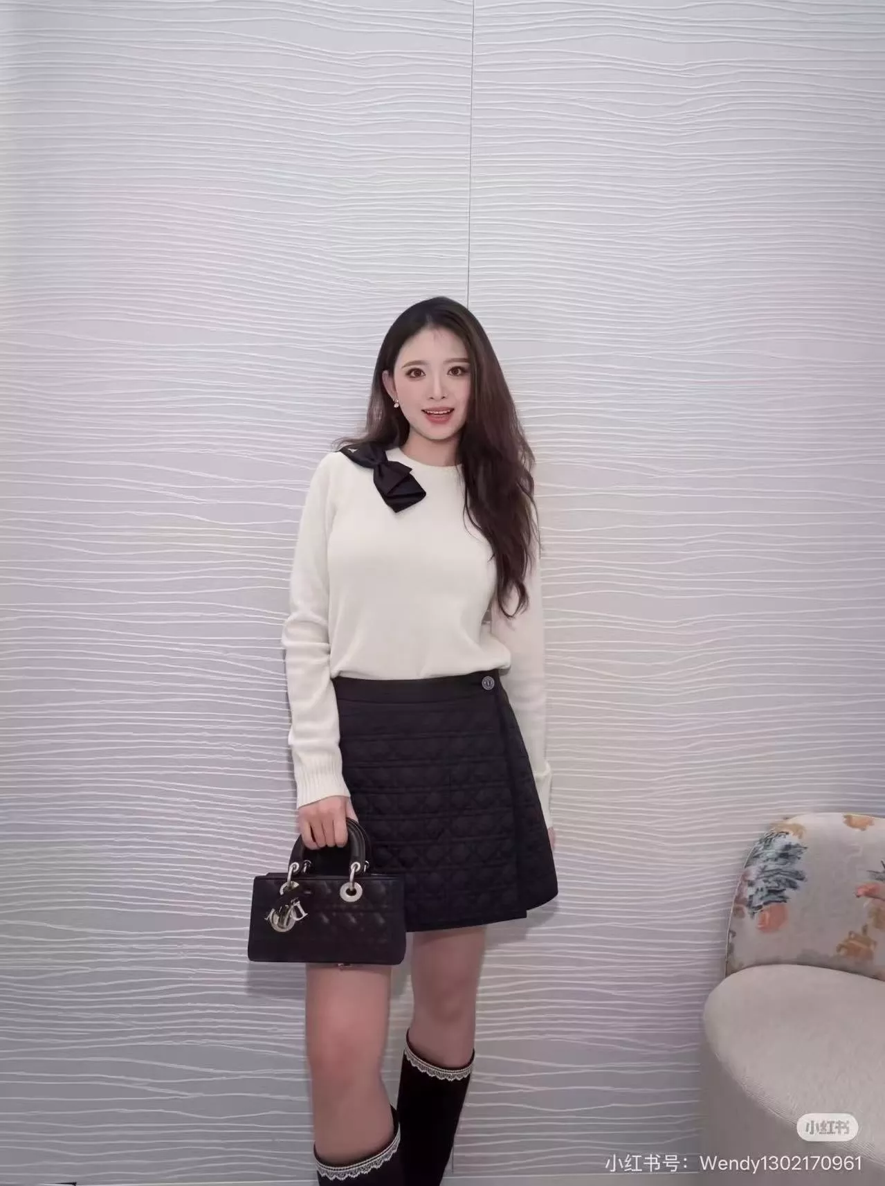 디올 다이아 자수 패딩 여성용 미니 스커트 상세 이미지 11