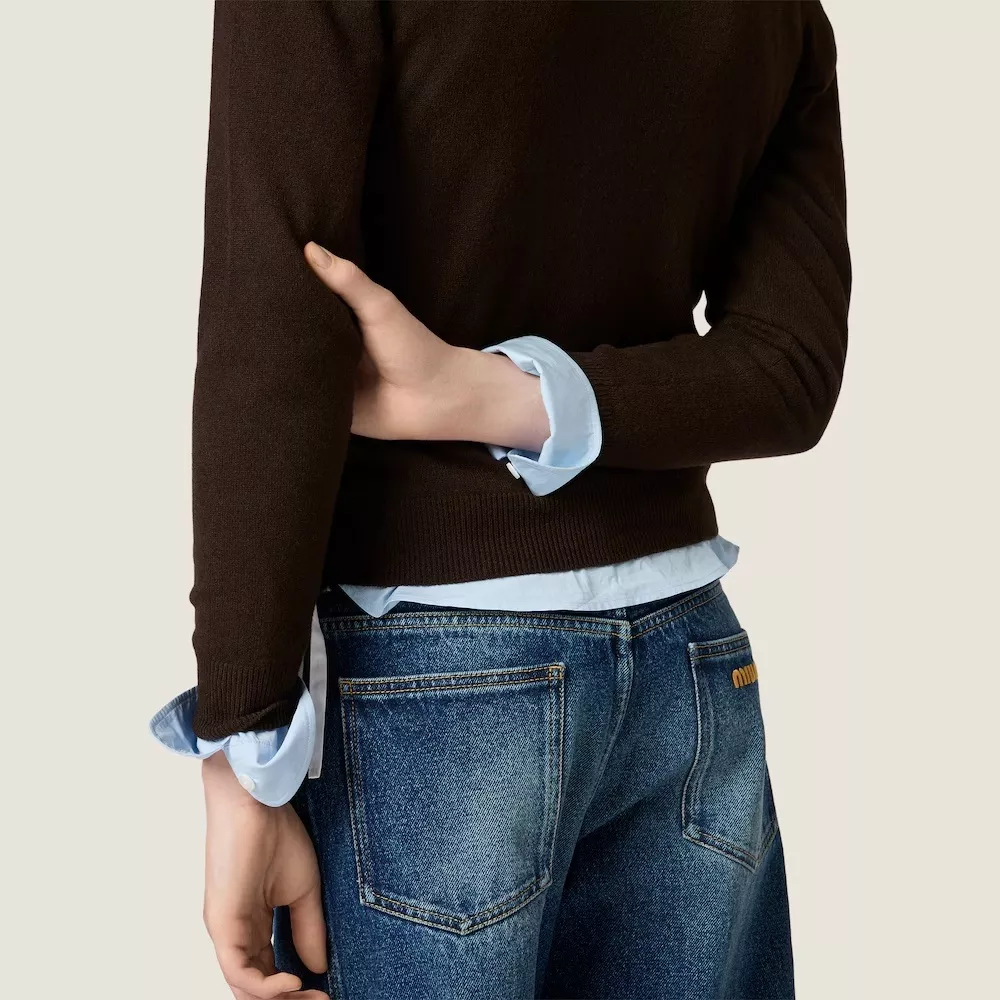 미우미우 아가일 칼라 울 여성용 긴소매 가디건 상세 이미지 14