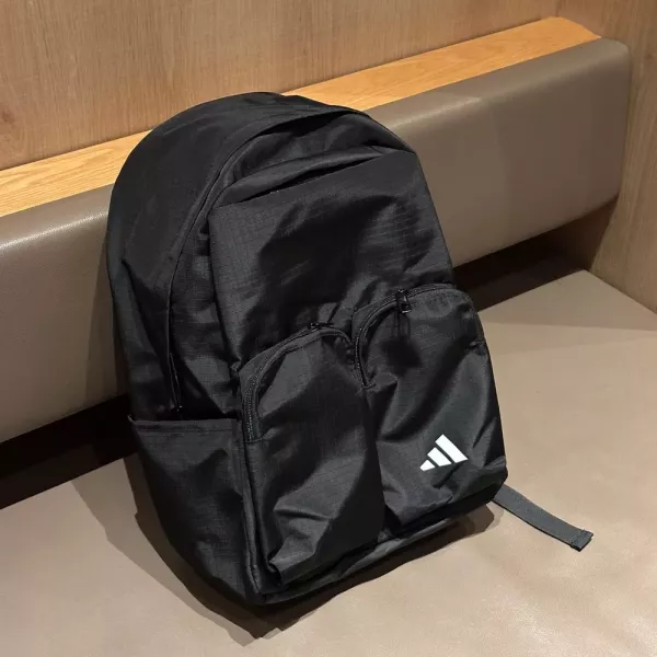 아디다스 블랙 격자 다중 포켓 발수 백팩