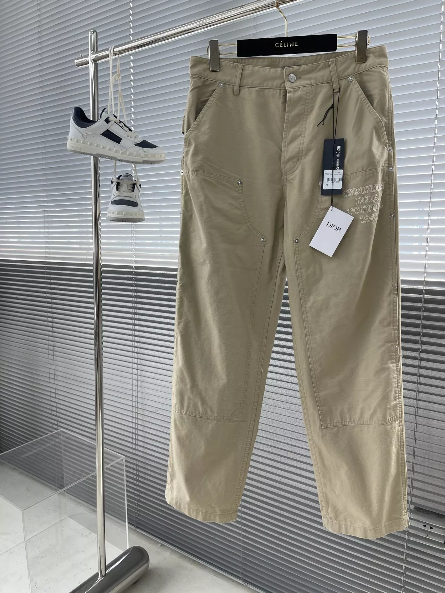 디올 면 캔버스 자수 남녀공용 상하의 세트 상세 이미지 9