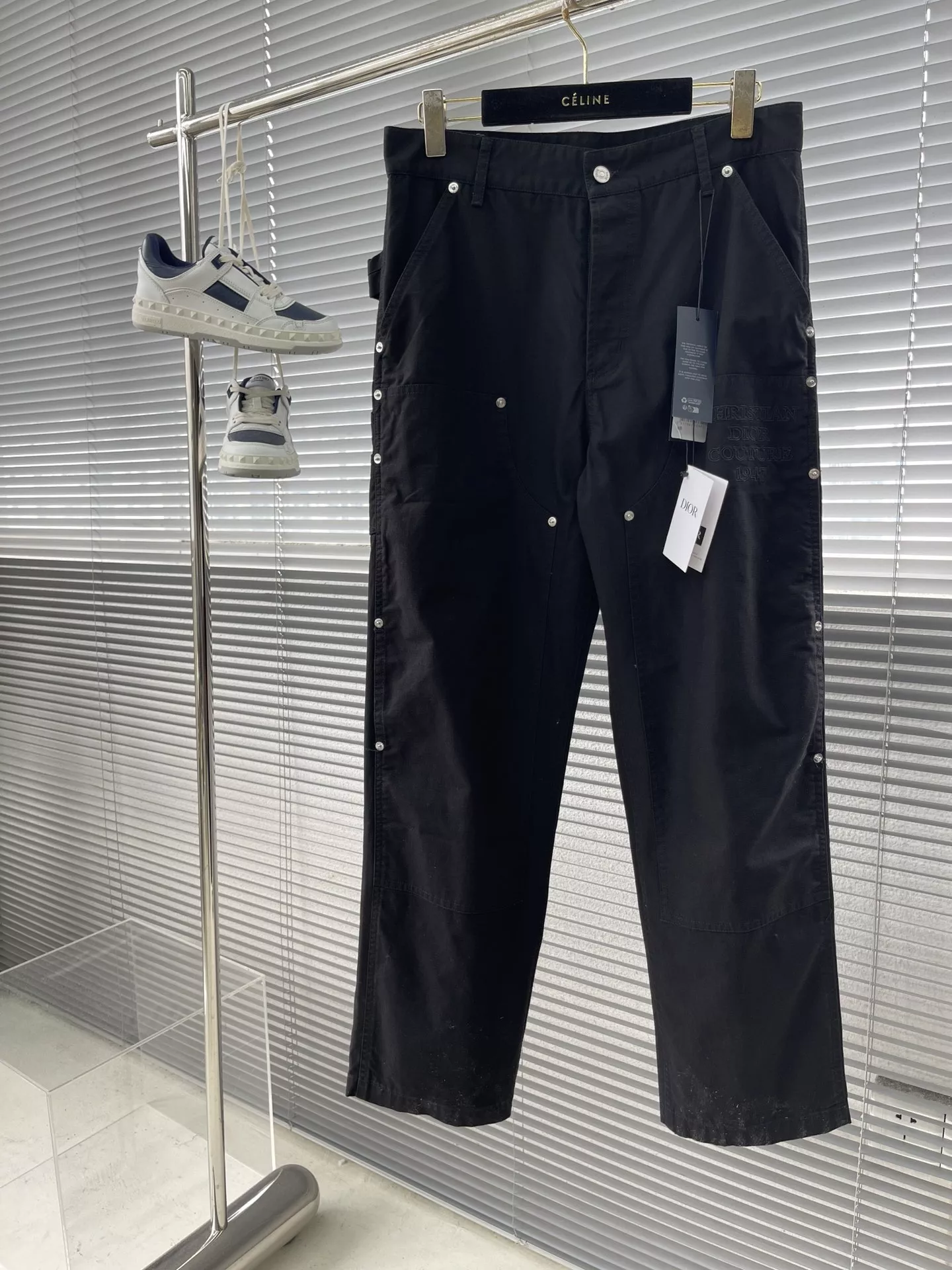 디올 면 캔버스 자수 남녀공용 상하의 세트 상세 이미지 9