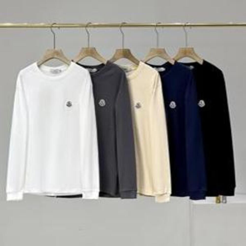 몽클레어 자수 로고 코튼 라운드넥 긴팔 티셔츠